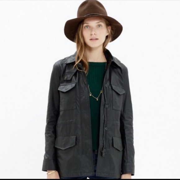 Madewell Jackets & Blazers - Madewell Coated Wax Jacket Hood Cinched Waist